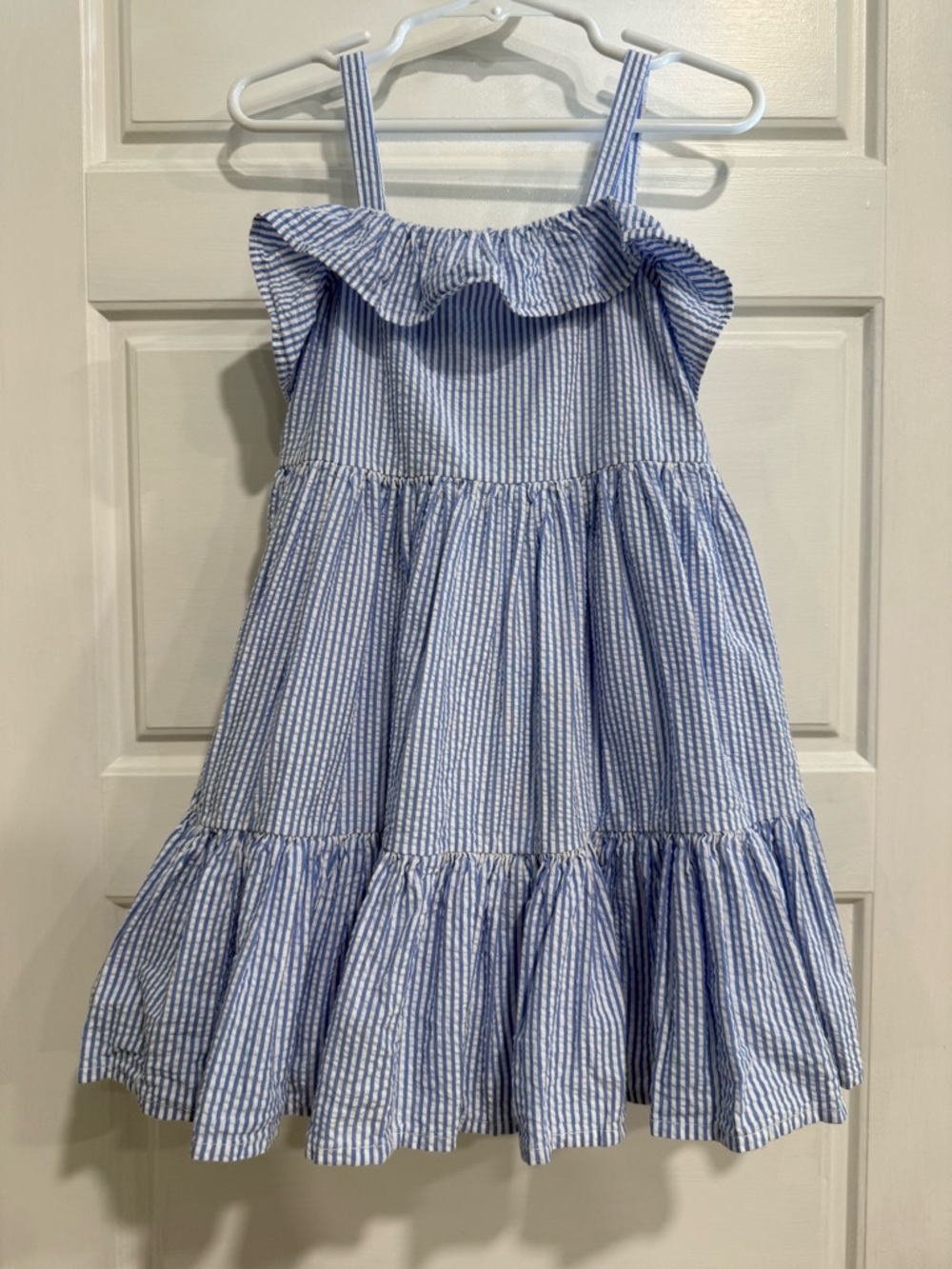 Polo Ralph Lauren Toddler Dress 3T Blue White Striped Seersucker Ruffle